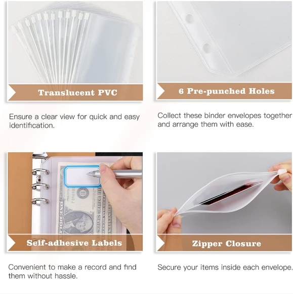 A5 Binder, 6-Ring PU Leather Loose-Leaf Notebook - Picture 3 of 5